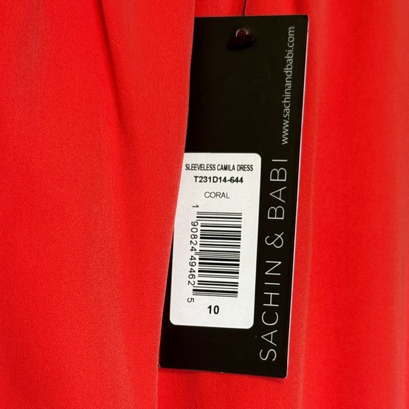 Sachin + Babi Crepe Flare Midi Dress in Coral Pink New Size US 10 - Picture 7 of 9